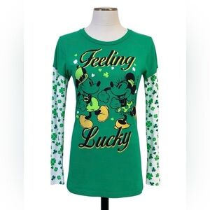 Disney Minnie & Mickey Mouse St. Patrick’s Day ‘Feeling Lucky' LS JR Med 7/9